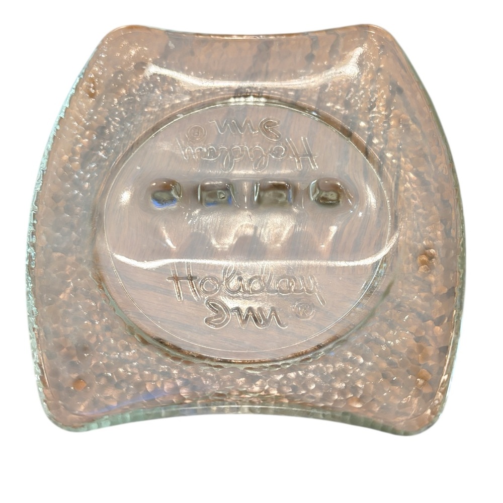 VTG Holiday Inn Beveled Clear Glass Ashtray Textured 5’X5” Collector Vintage
